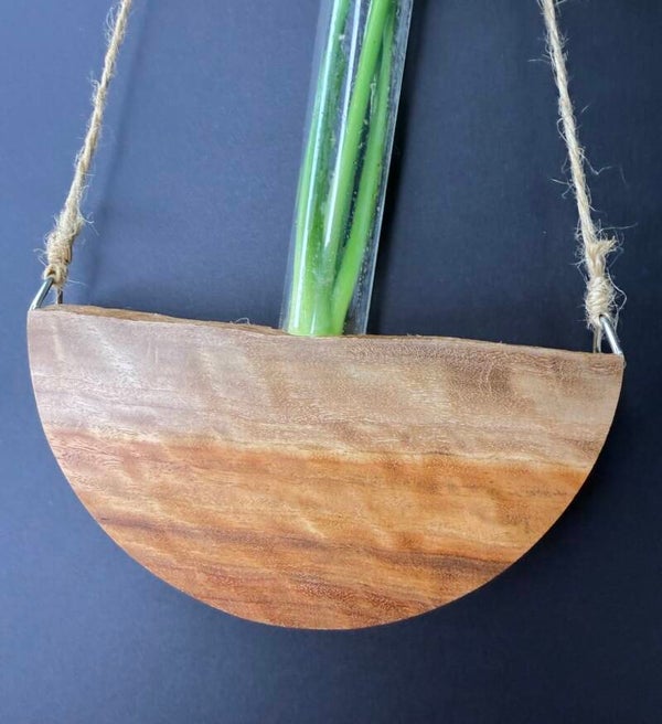 Hanging timber vase - Figured Coolabah