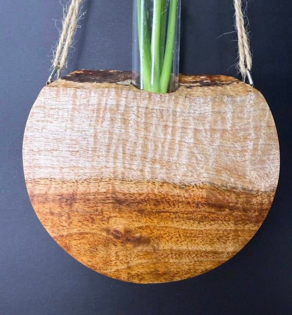 Hanging timber vase - Highly Figured Blackwood