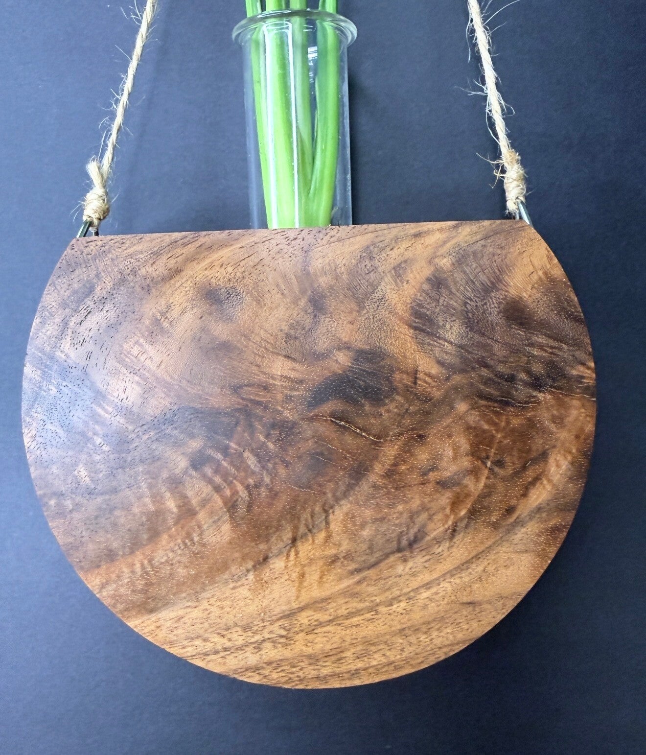 Hanging timber vase - Figured Black Walnut