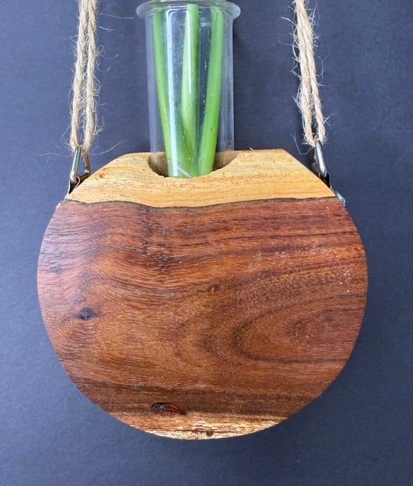 Hanging timber vase - Western Myall