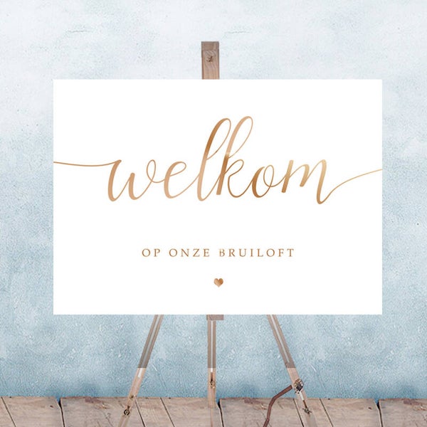 Welkomstbord wit/goud