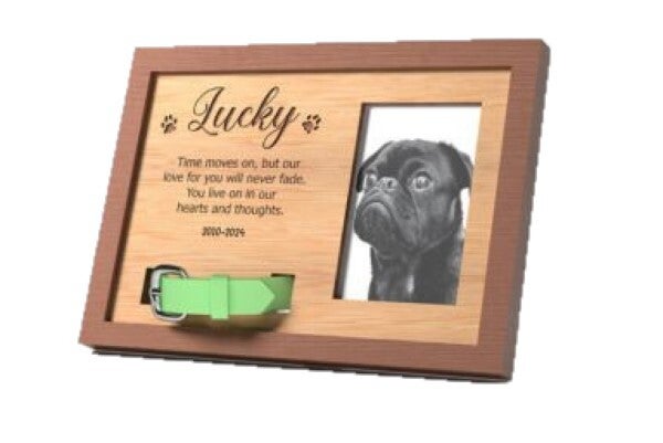 Pet Memorial Picture Frame With Collar Display