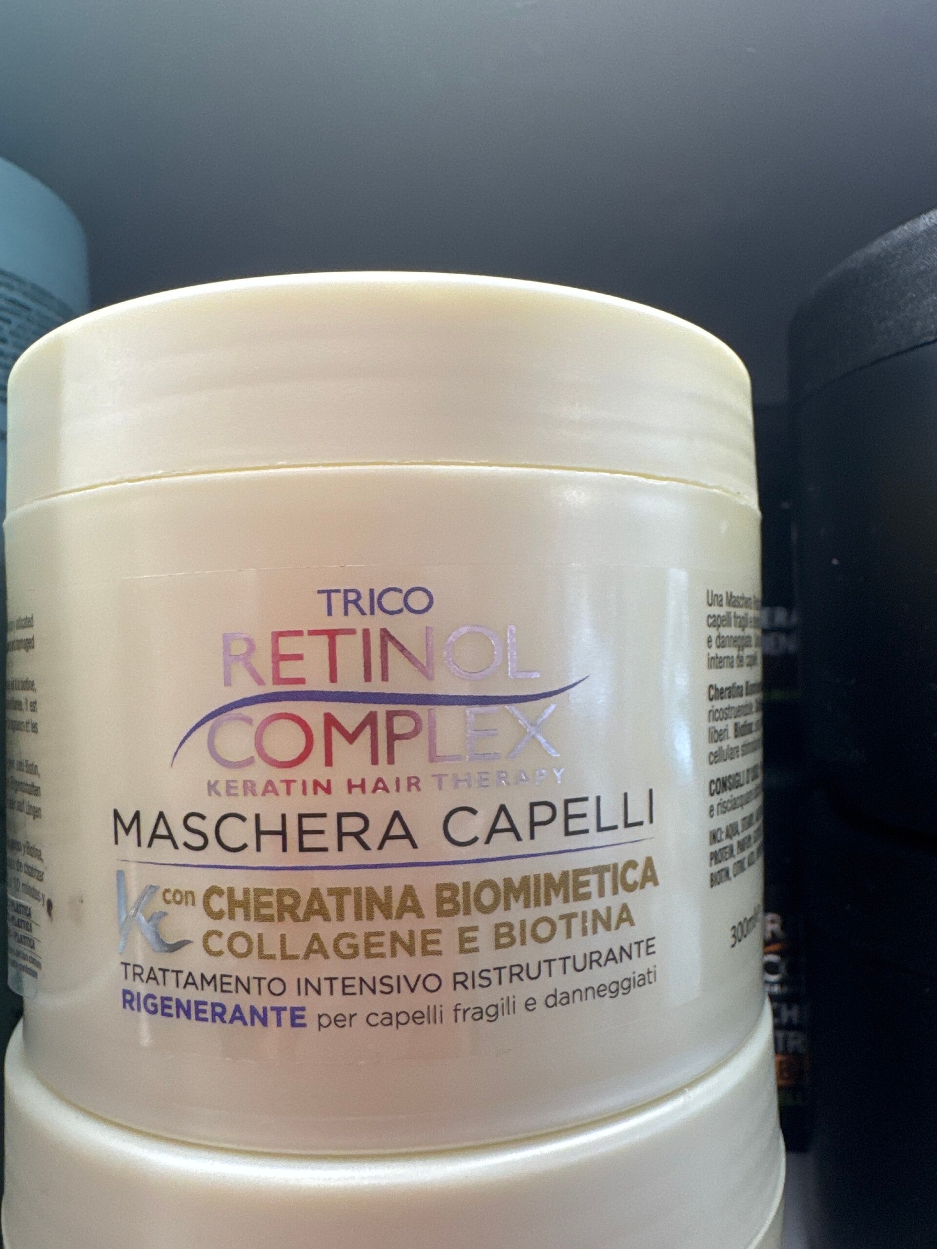 MASCHERA CAPELLI RETINOL COMPLEX CHERATINA BIOMIMETICA COLLAGENE E BIOTINA 300 ML