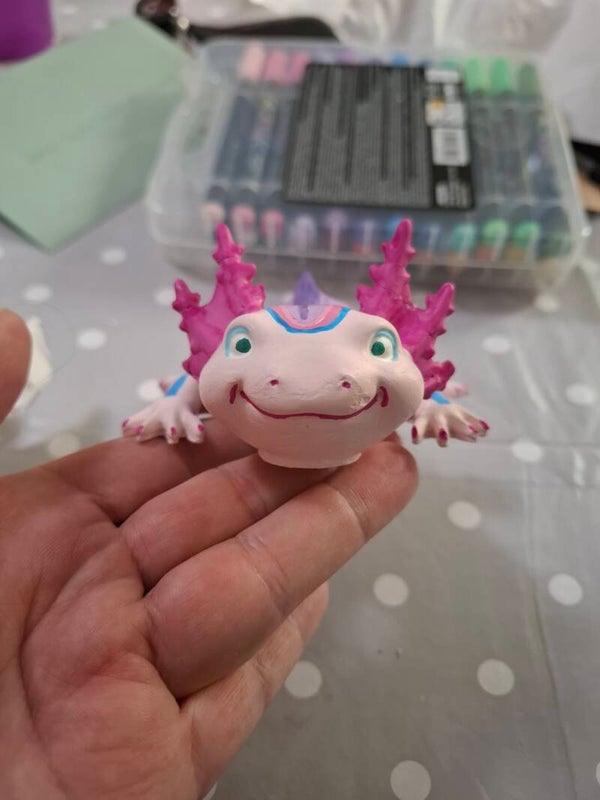 Bsp. Axolotl Gipsfigur mit Acryl bemalt
