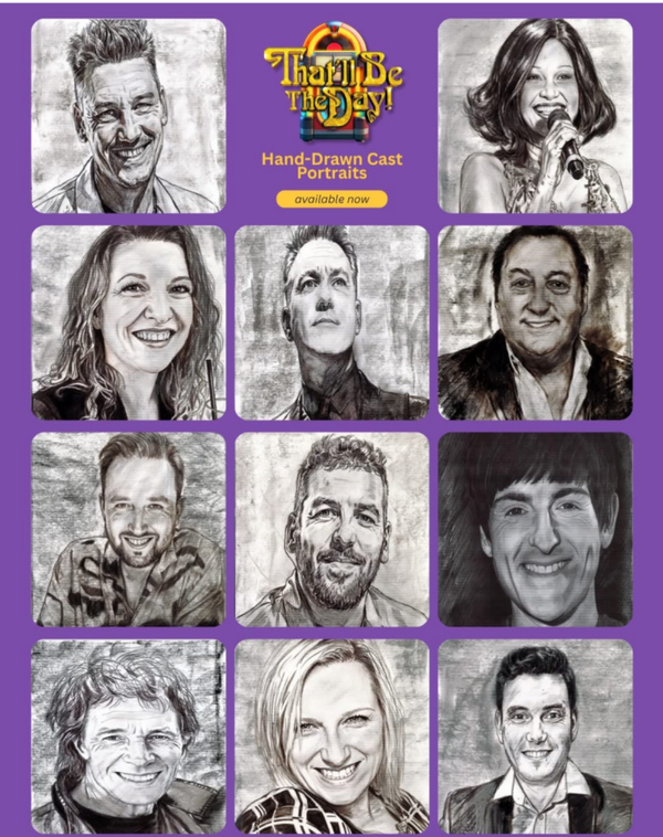 Signed hand drawn cast pictures