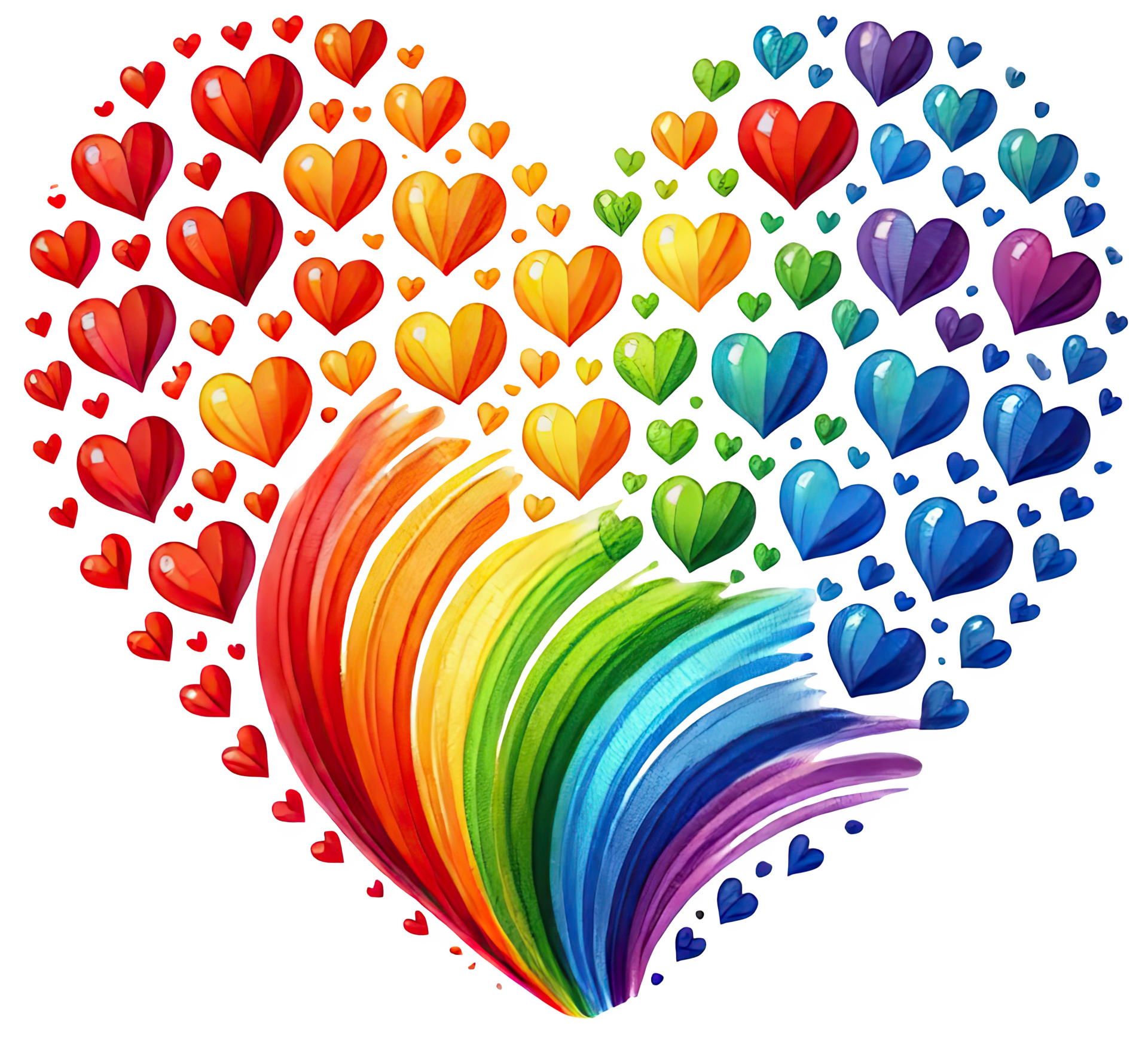 🪄 DTF-Bügelbild „Rainbow Herz“ – buntes, fröhliches Herz, fertiges Bügelbild