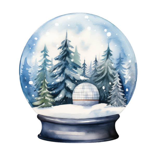🪄 DTF Bügelbild „Schneekugel mit Iglo“ – winterliches Motiv zum Aufpressen
