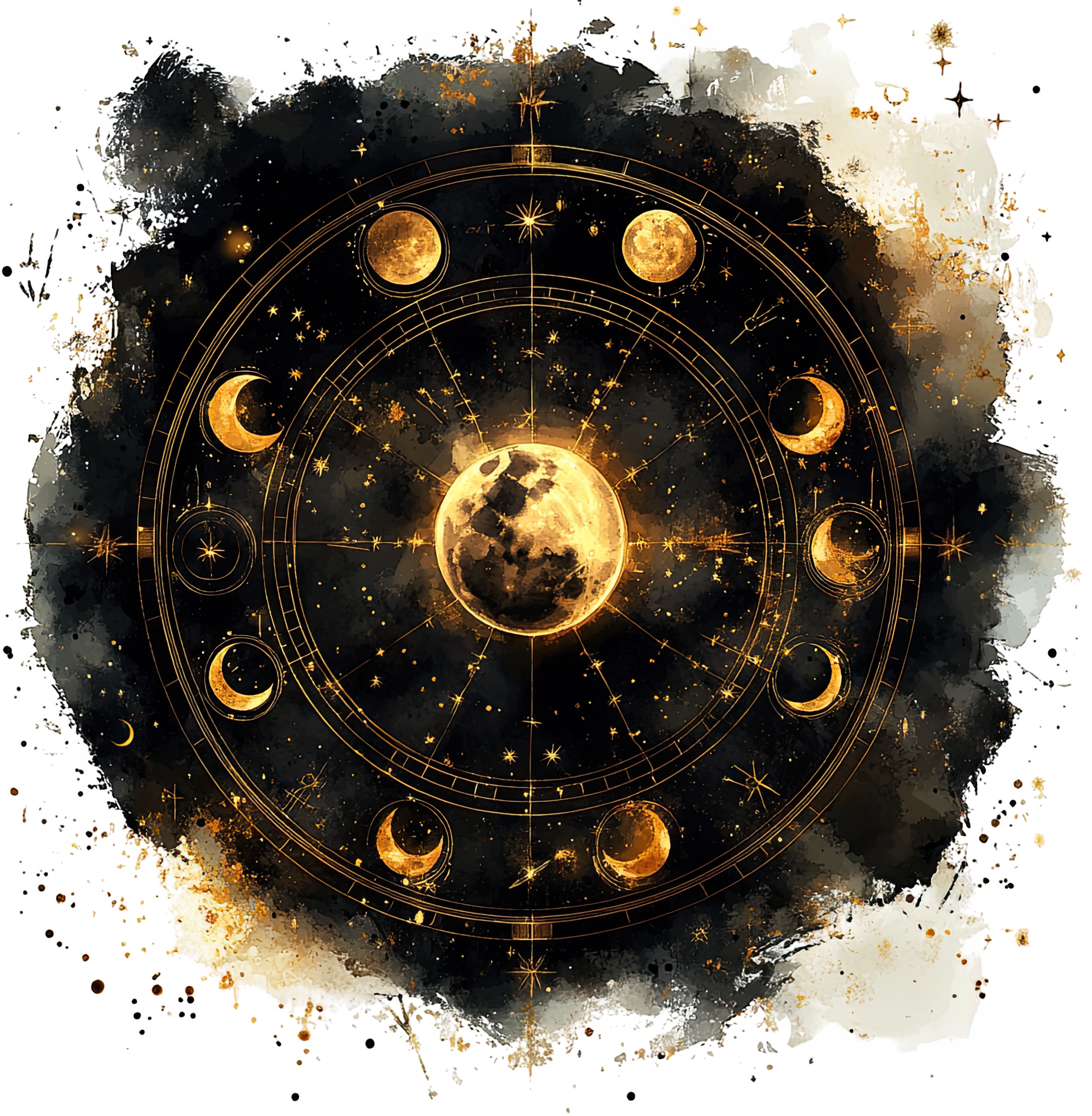 🪄 DTF-Bügelbild „Die Mondzeit 1“ – mystisches Mondmotiv, fertiges Bügelbild