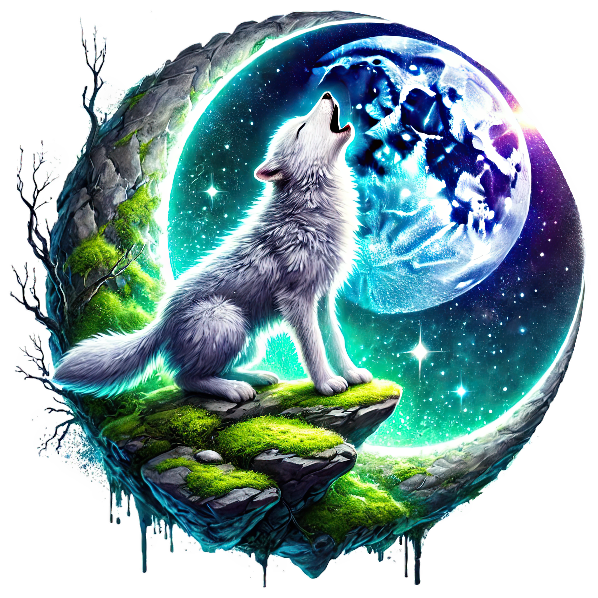 🪄 DTF-Bügelbild „Heulender Wolfsjunge“ – cooles Wolfsmotiv, fertiges Bügelbild