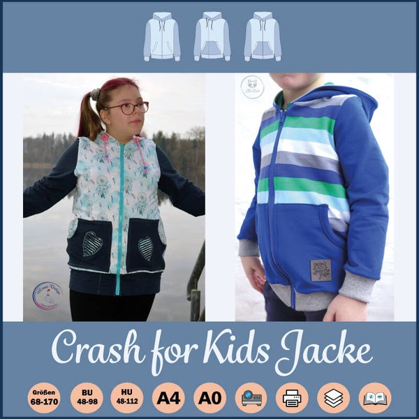 ✂️ Crash for Kids Jacke – Asymmetrie trifft Alltagstauglichkeit - A4-Datei für Handy ohne Ebenen