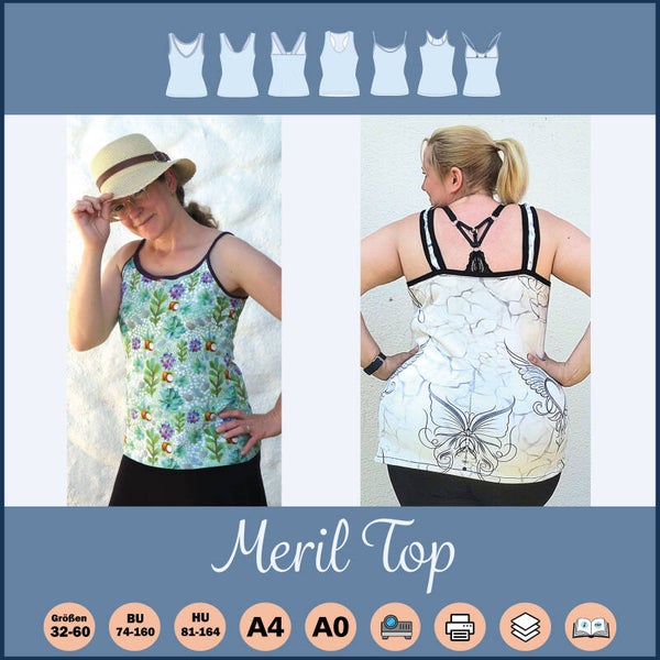 ✂️ Meril Top – Sommerliches Schnittmuster mit vielen Varianten (Größe 32–60) - Bundle