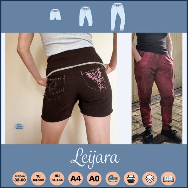 ✂️ Leijara – Vielseitiges Schnittmuster für Hosen in 4 Längen (Größe 32–60) - A0-Datei für deinen Copyshop-Print