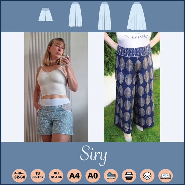 ✂️ Siry – Schnittmuster für bequeme Palazzohose in 3 Längen (Gr. 32–60) - Bundle
