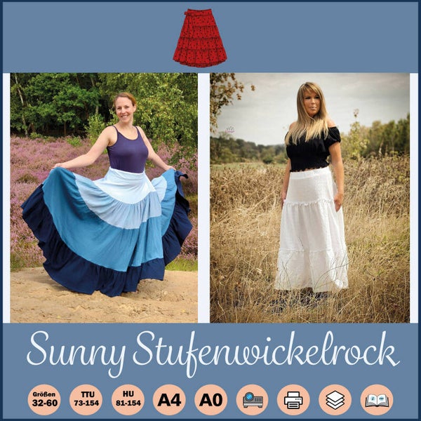 ✂️ Sunny – Romantischer Stufen - Wickelrock