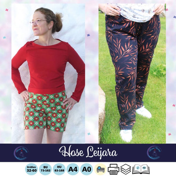 ✂️ Leijara – Vielseitiges Schnittmuster für Hosen in 4 Längen (Größe 32–60) - Bundle