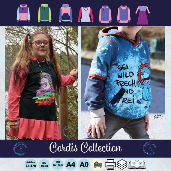 ✂️ Cordis for Kids – Hoodie, Shirt & Kleid in einem Schnitt - A0-Datei für deinen Copyshop-Print