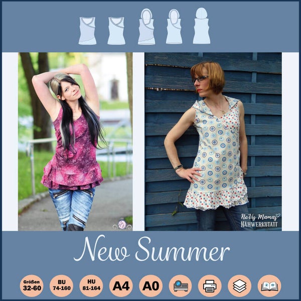 ✂️ „New Summer“ Shirt – feminin, raffiniert & vielseitig (Größe 32–60) - A4-Datei für deinen Drucker