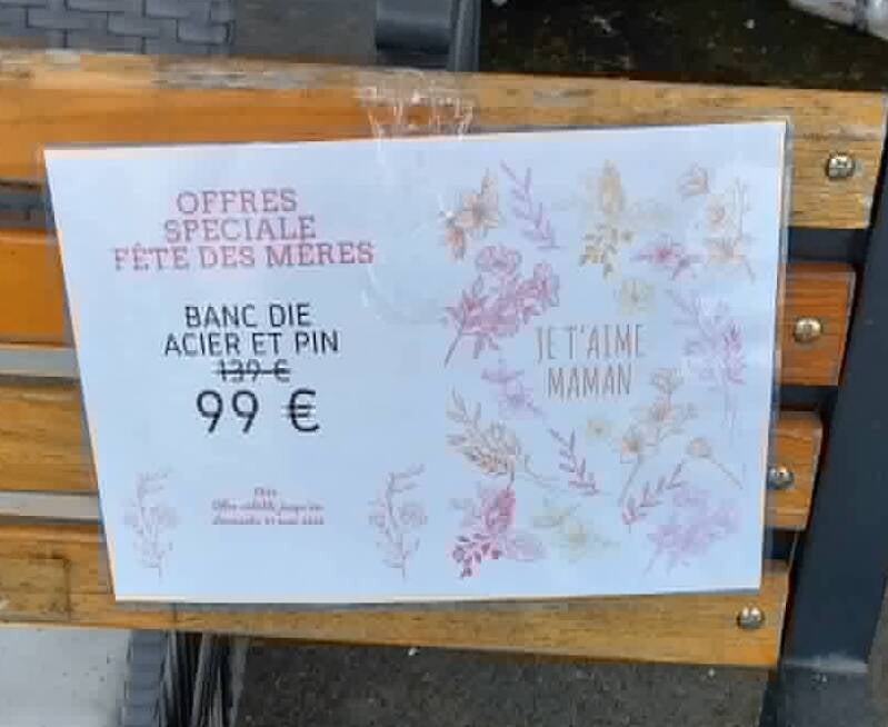 Banc DIE acier et pin 99 € au lieu de 139 €