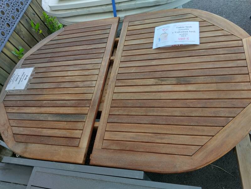 Table + chaisse en Teck