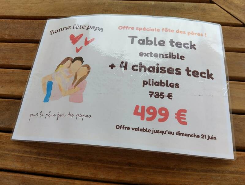 Table + chaisses en Teck
