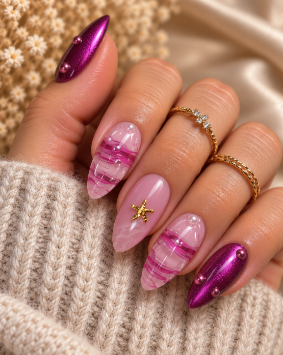 Ocean Pink Press-on-nails