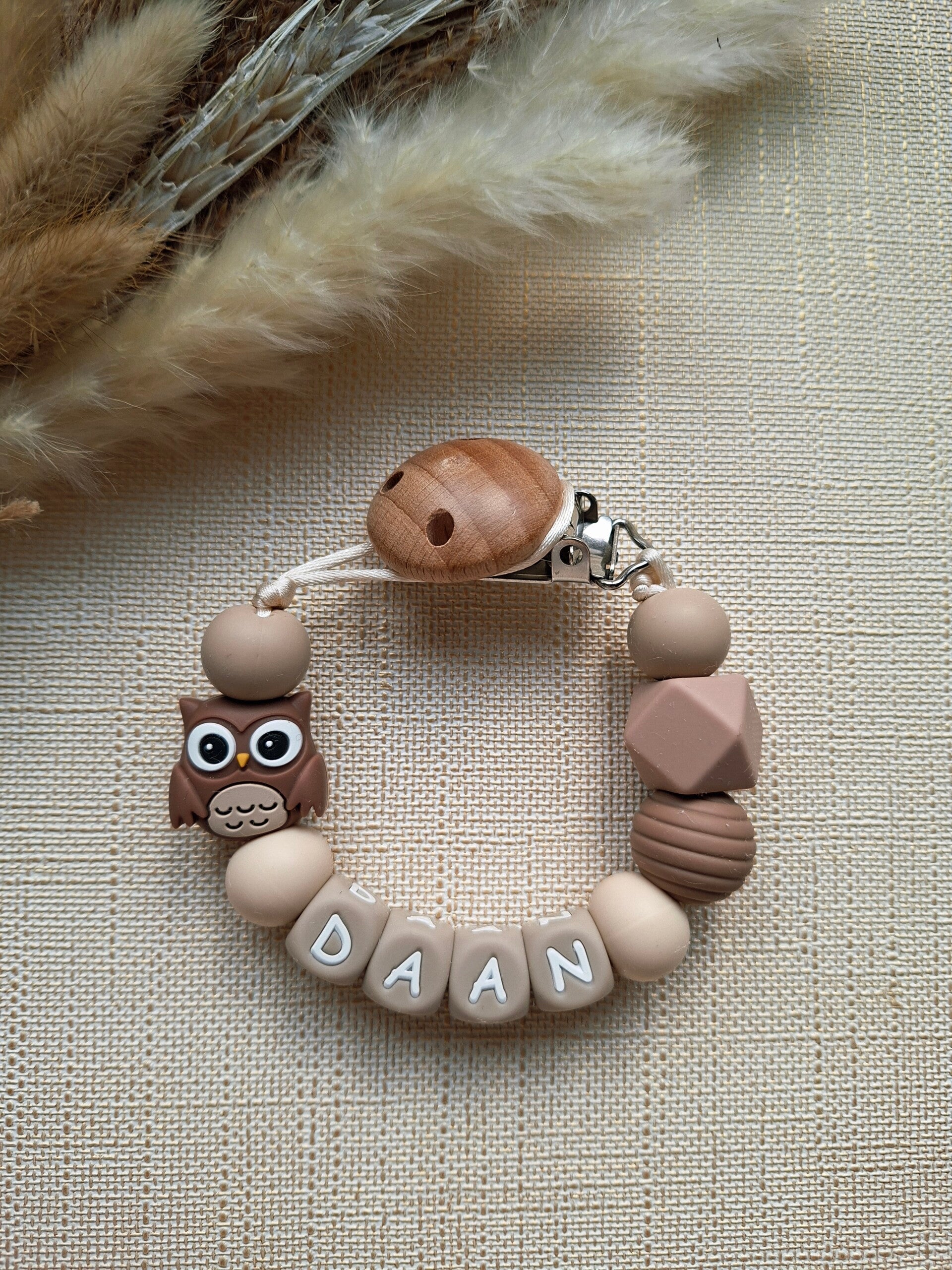 Speenkoord uil naturel met naam