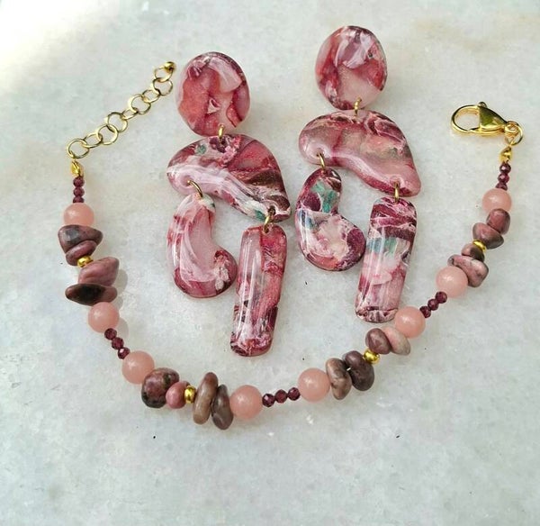 Cadeauset Oorbellen met Armband | Bordeaux | Winterberry