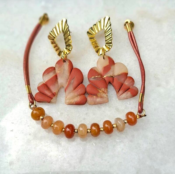 Cadeauset oorbellen & armband Terracotta | Ómorfo Dóro