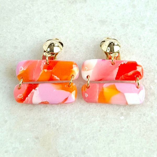 Blush & Bloom | Stripes Clips –Lichtgewicht Oorbellen