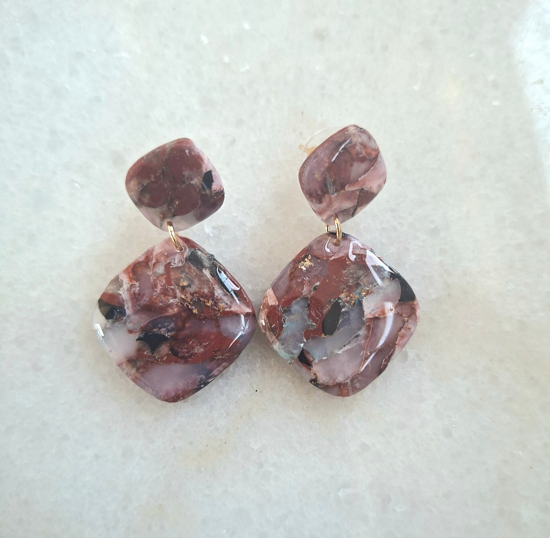 Black Ruby Double Diamond Oorbellen