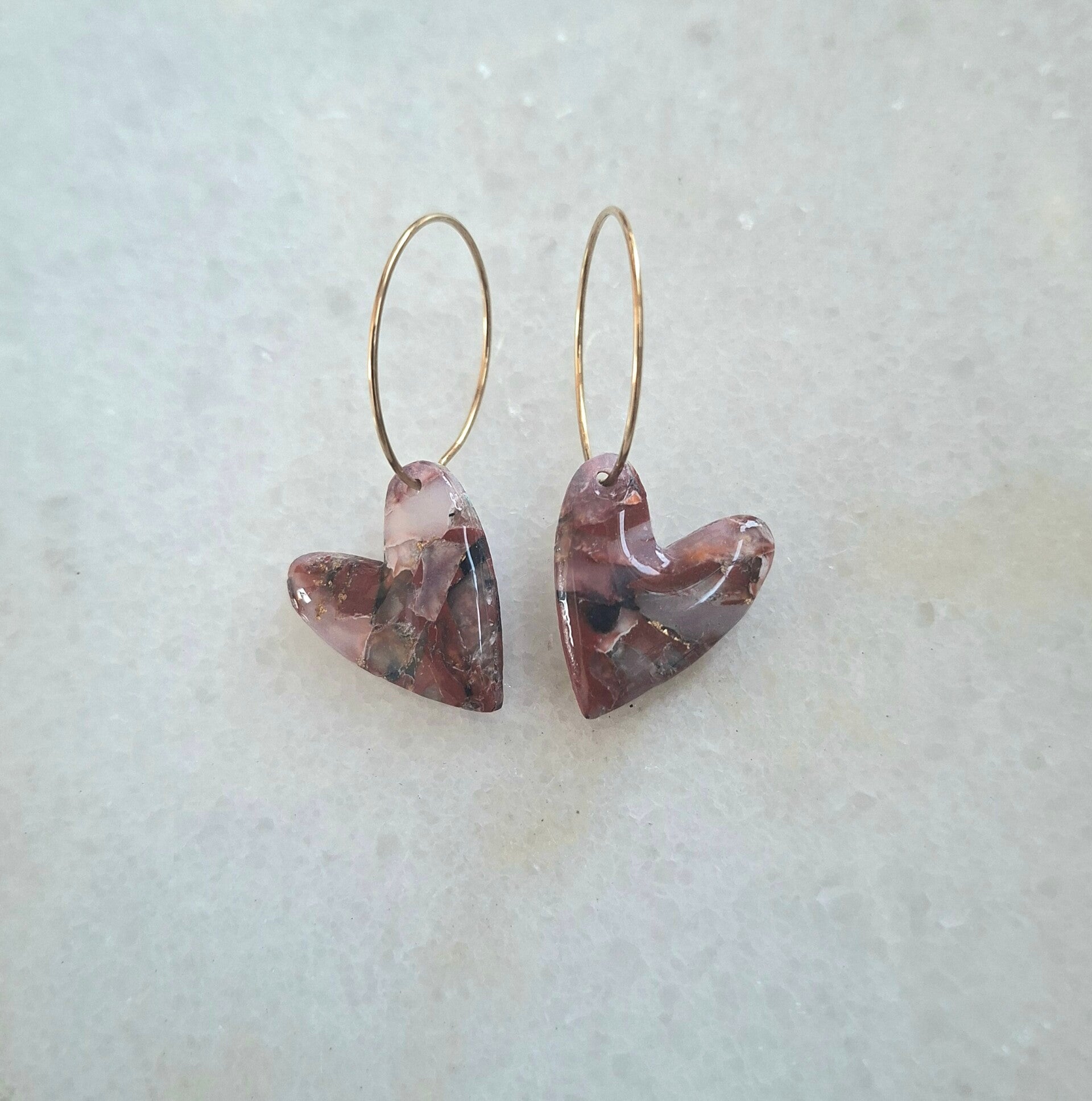Black Ruby Hearts Oorbellen