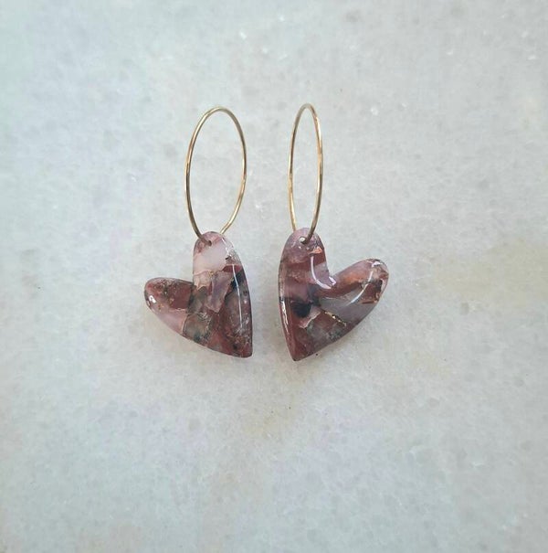 Black Ruby Hearts Oorbellen