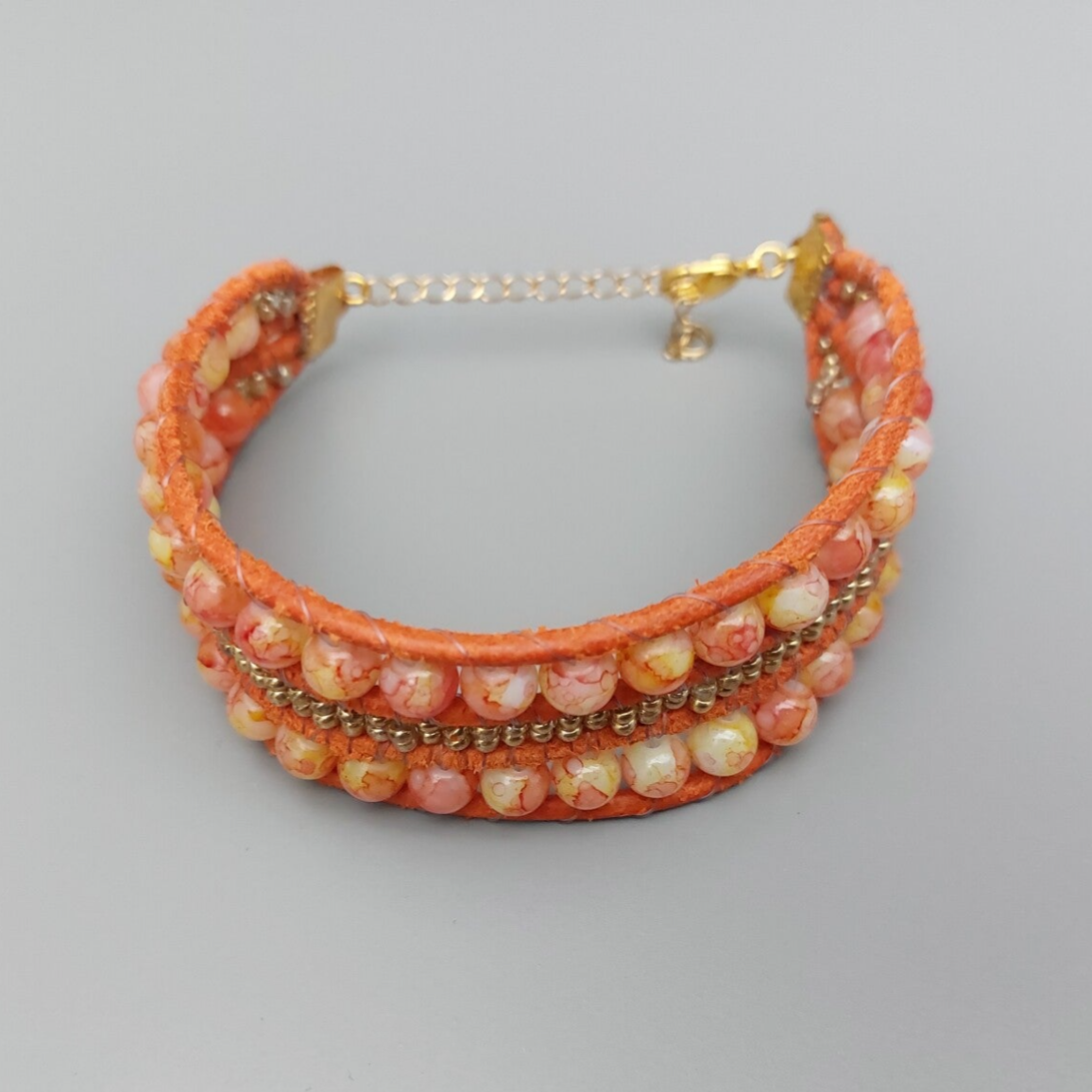 Armband Bohemian Orange, Boho Chic
