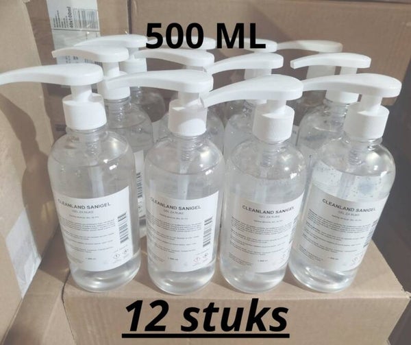 Cleanland sanigel handgel desinfectant hygiëne 500 ml - Doos van 12 stuks