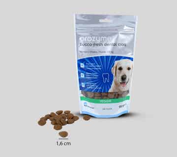 W1-20103  Orozyme Bucco-Fresh Dental Croq Veggie Groot boven 10 kg. Verp. 150 gr.