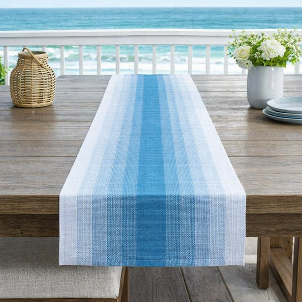 Blue Ombre Woven Kitchen Table Runner