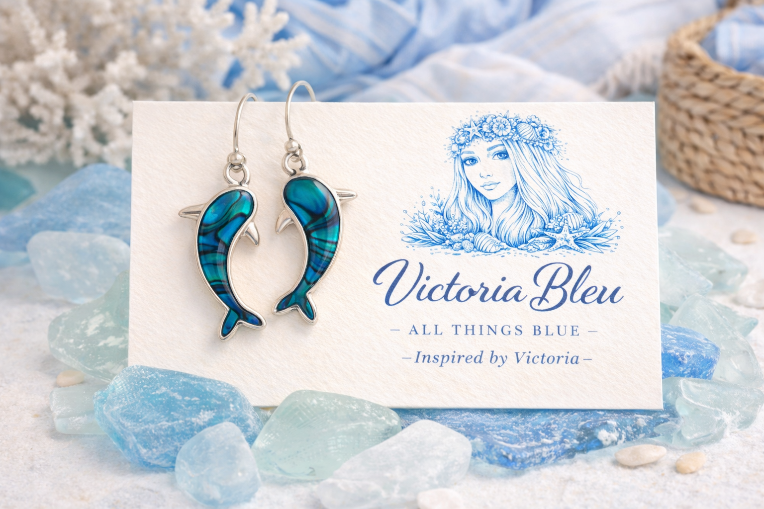 Abalone Shell Dolphin Earrings Beach Jewelry