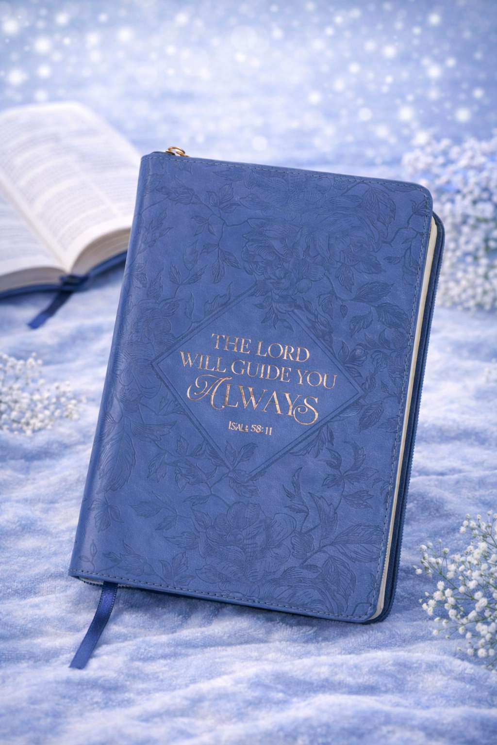 Journal Classic Zip Blue the Lord Will Guide Isa. 58:11