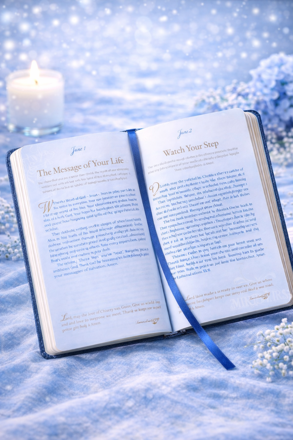Devotional For Mr. & Mrs. Blue Faux Leather