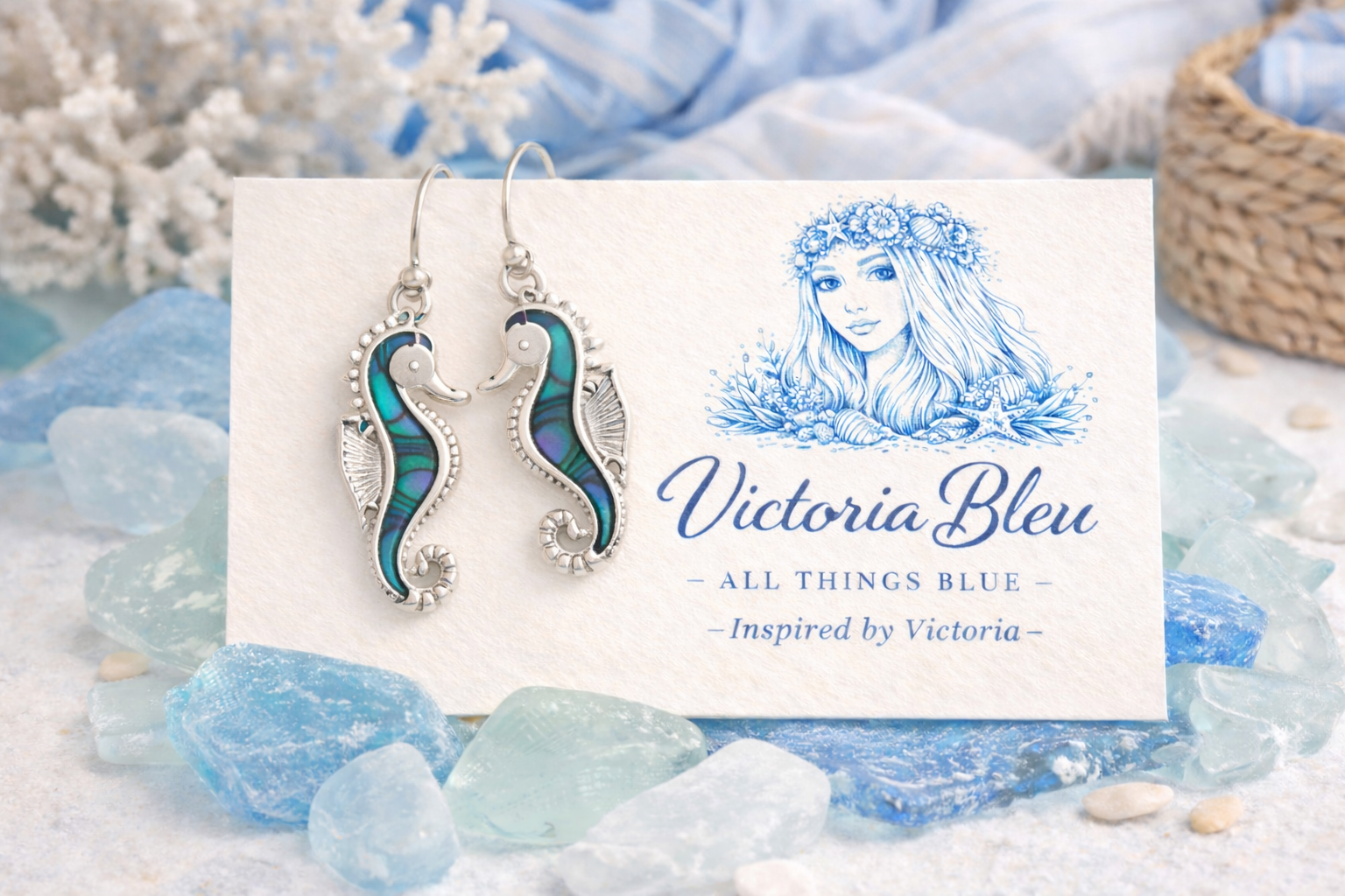 Abalone Shell Sea Horse Earrings