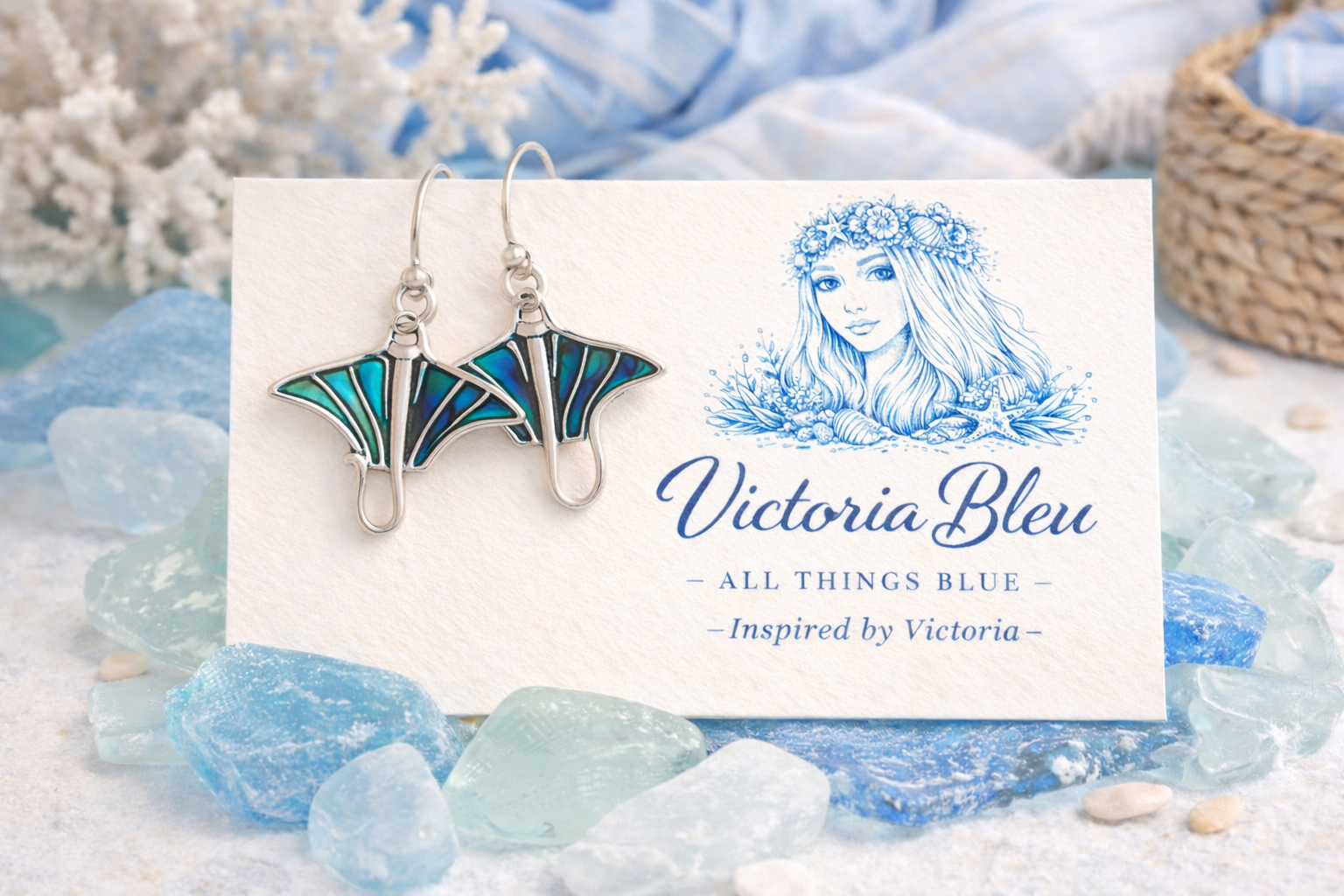 Abalone Shell Manta Ray Earrings