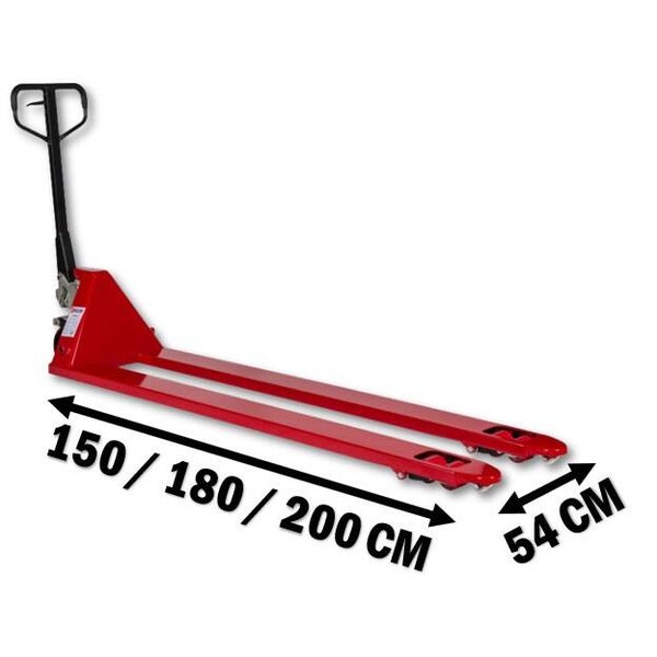 Palletwagen Lang 2000Kg 1500/1800/2000x540mm Weldon