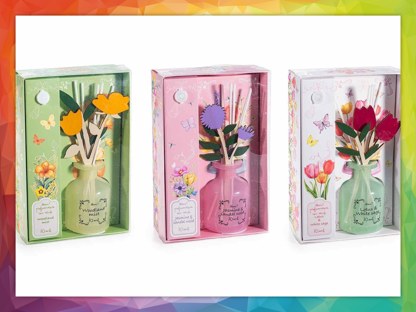 Idea Bomboniera! Profumatore per ambienti 70 ml con stick a fiore