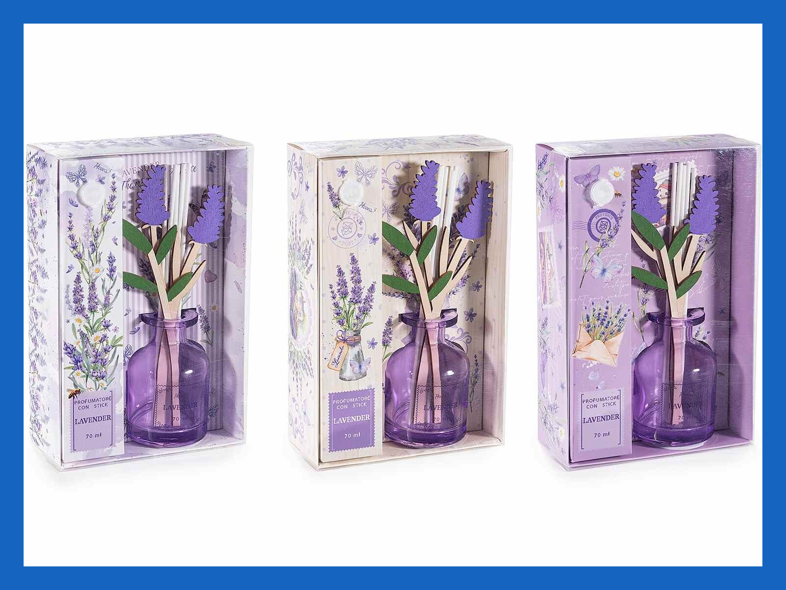 Idea Bomboniera! Profumatore per ambienti 70 ml con stick a fiore di lavanda
