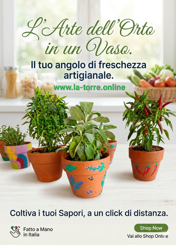 Piante Aromatiche in terracotta decorata a mano