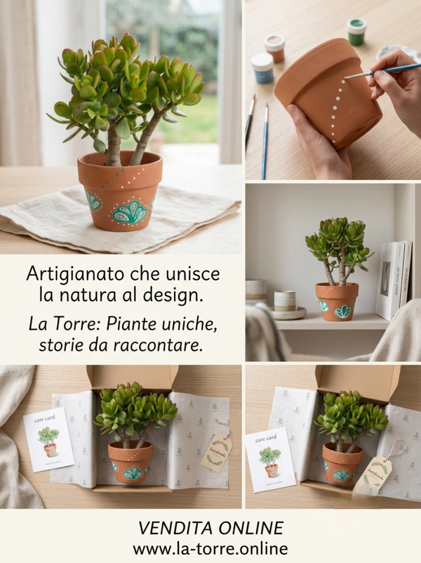 Albero di Giada in terracotta decorata a mano