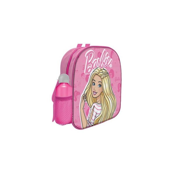 Zainetto asilo cm. 30 con borraccia alluminio Cm. 30x25x8 - Stitch o Barbie.