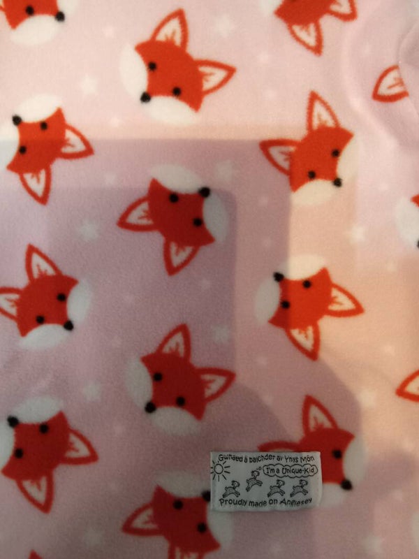 Kids polar fleece pink fox