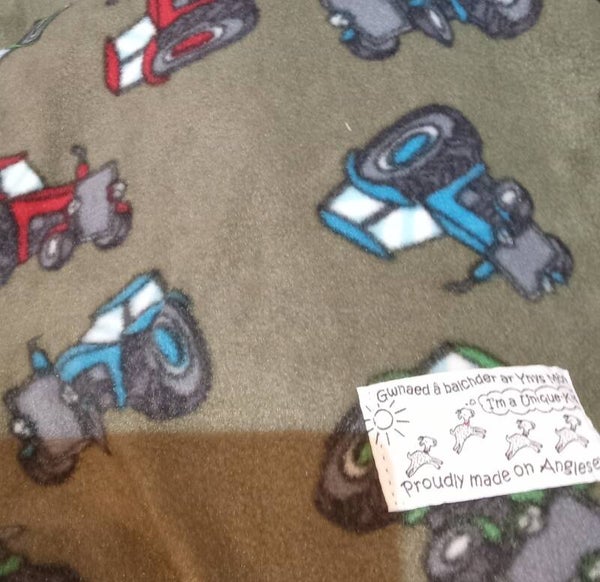 Kids polar fleece green tractors