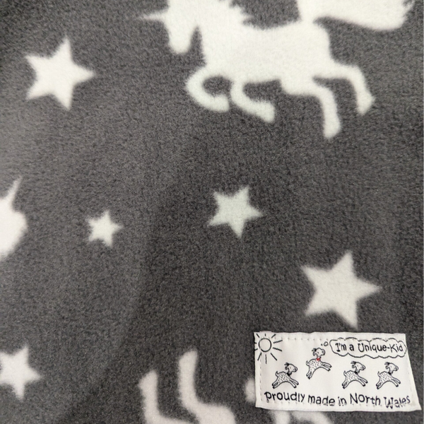 Kids polar Fleece grey unicorns and white stars